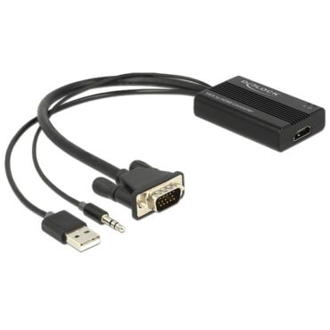 DELOCK Átalakító VGA to HDMI audió funkcióval