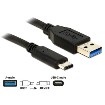 DELOCK kábel USB 3.1 Gen 2 Type-A male to USB Type-C male, 0.5m, fekete