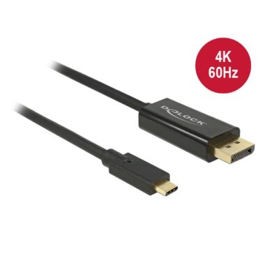 DELOCK kábel USB Type-C male to Displayport male (DP Alt Mode) 4K 60Hz, 2m, fekete