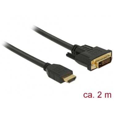 DELOCK kábel HDMI male to DVI 24+1 male kétirányú, 2m