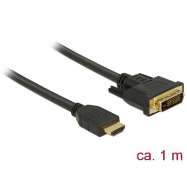 DELOCK kábel HDMI male to DVI 24+1 male kétirányú, 1m