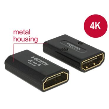 DELOCK Átalakító HDMI-A female to HDMI-A female 4K Gender Changer, fekete