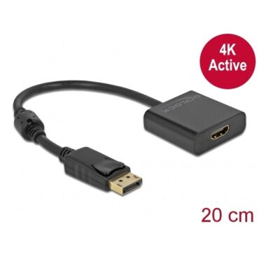 DELOCK Átalakító Displayport 1.2 male to HDMI female 4K aktív, fekete