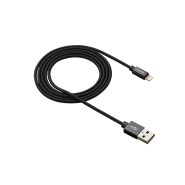 CANYON Töltőkábel, USB - LTG, Apple kompatibilis, Szövetborítás, 1m, fekete - CNS-MFIC3B